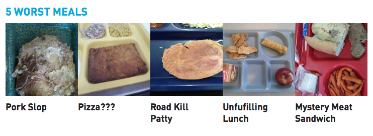 bad cafeteria food from https://www.dosomething.org/sites/default/files/FedUp_1.1.pdf